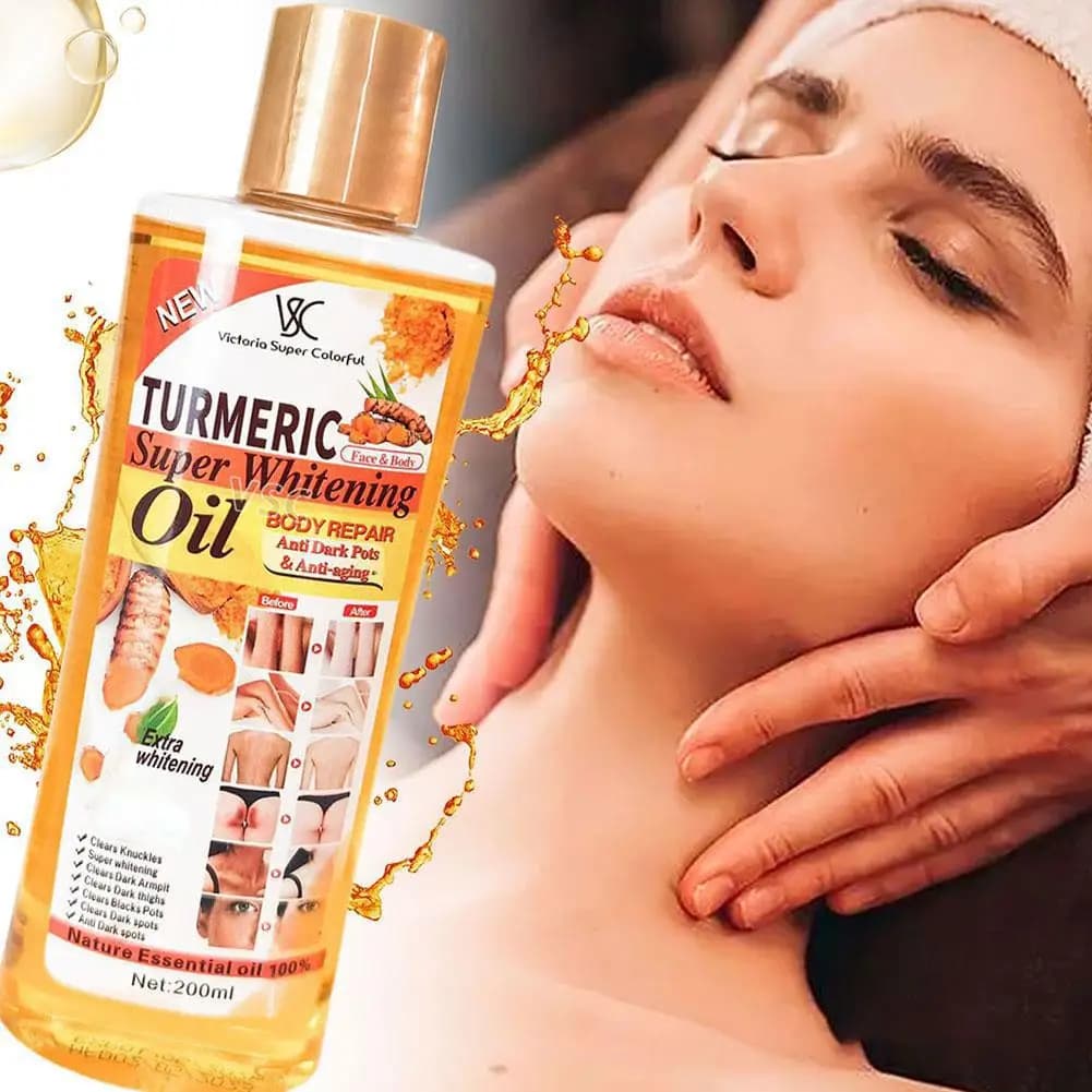 Olio essenziale di curcuma Olio da massaggio per il viso e il corpo Diffusore idratante Aromaterapia Schiarente Levigante Corpo Viso Cura della pelle 200m