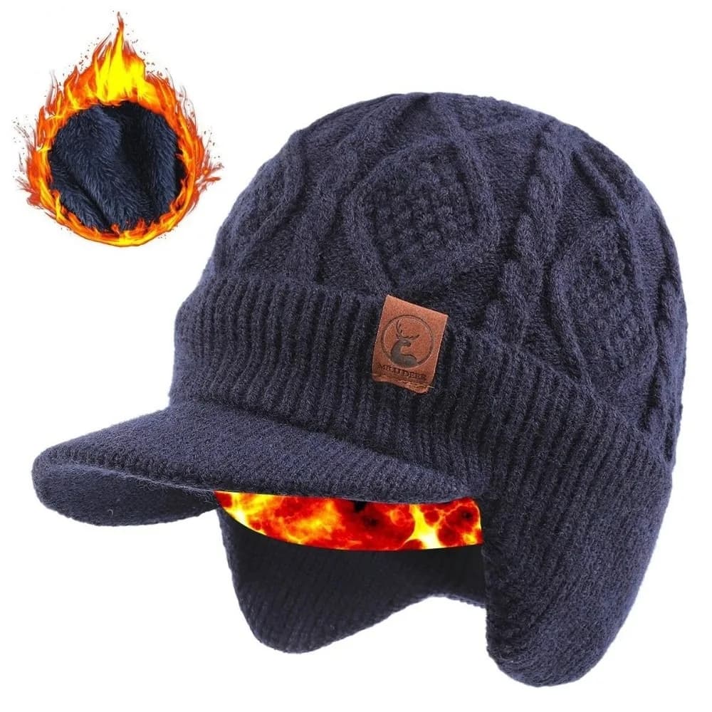Nuovo berretto caldo con visiera antivento che aggiunge berretto lavorato a maglia in velluto cappello a cuffia resistente al freddo per sport all'aria aperta