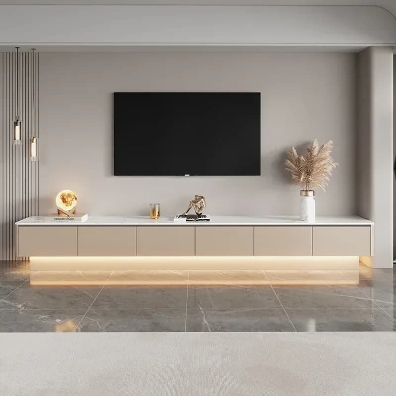 Home Modern Floor Rock Slab Solid Wood TV Cabinet With Lamp Tv Stand Monitor Stands Cabinets Living Room Furniture For Rooms