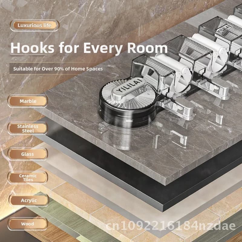 Potente clip per supporto per scopa a ventosa Clip per scopa per WC senza punzonatura con gancio Scaffale per bagno moderno e minimalista senza traccia