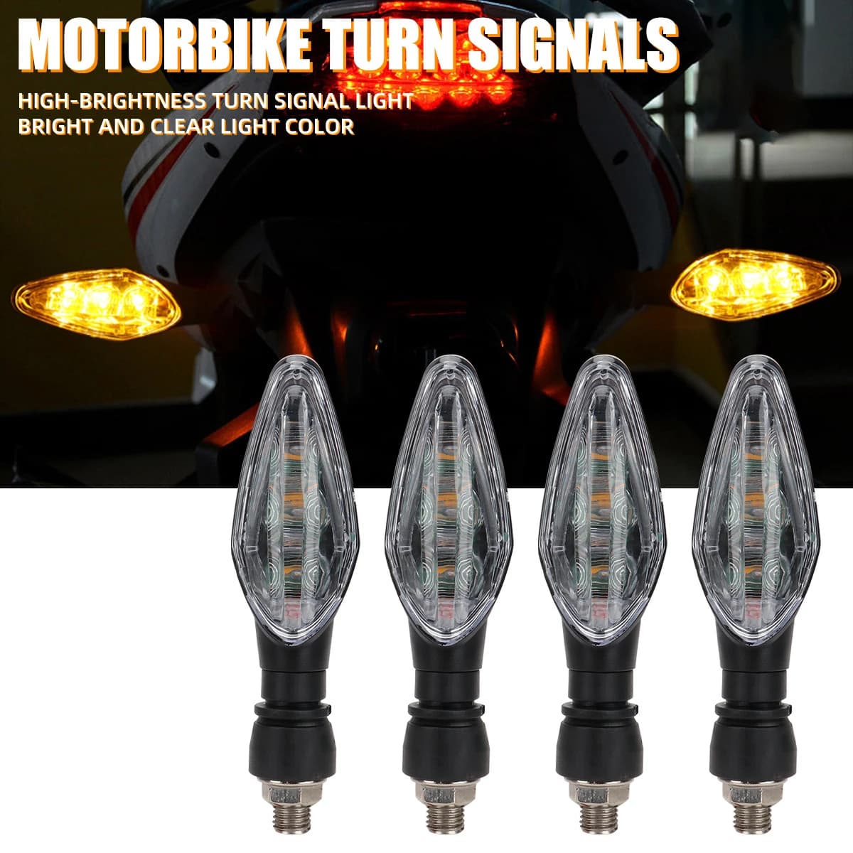 2/4 Pcs Motorcycle Turn Signal Light 3 LED Flashers Waterproof Amber Blinker Indicator Motorbike Front Rear Tail Lamp Accessori