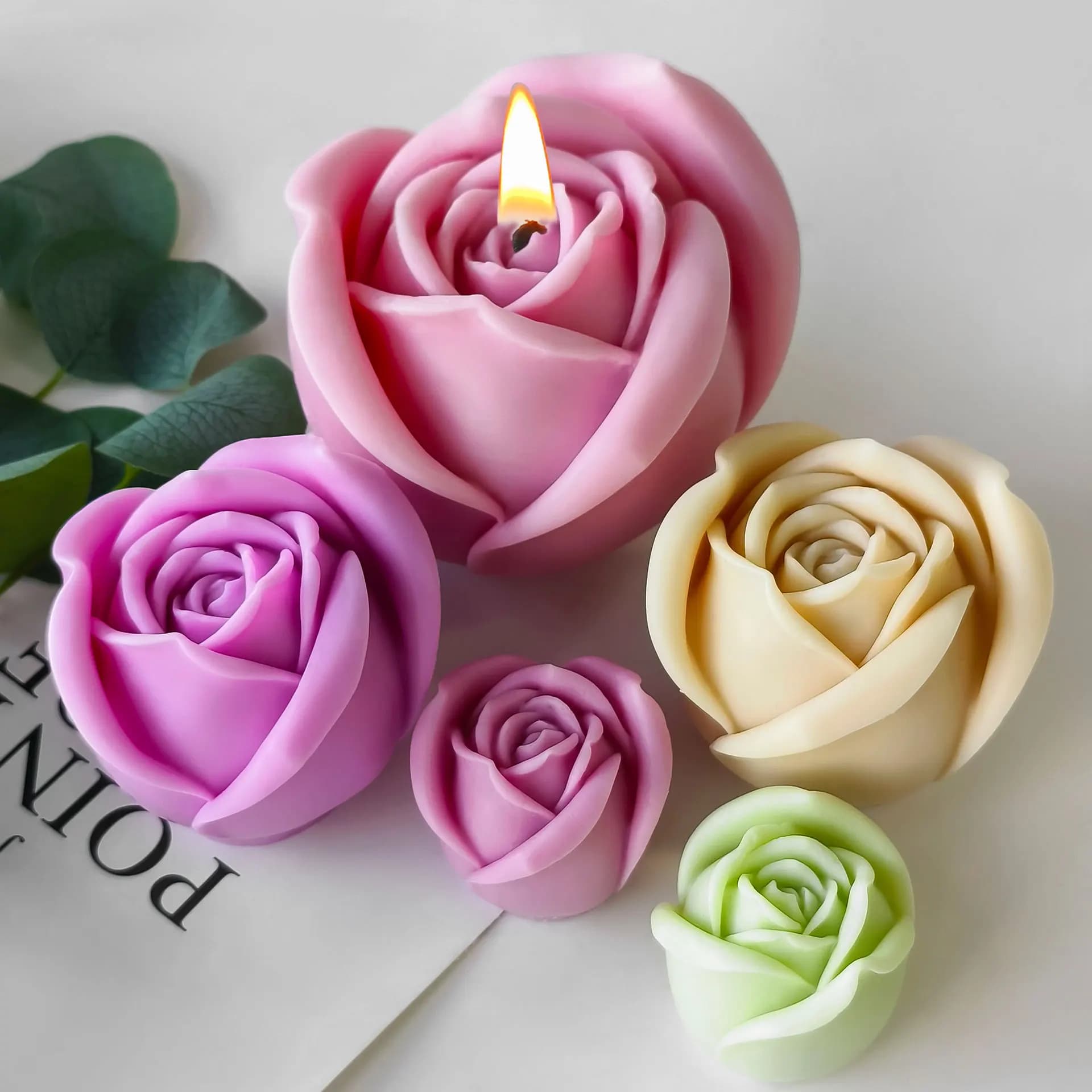 Stampo in silicone per fiori di rosa per uso alimentare Stampo per candele per aromaterapia fatto a mano fai-da-te Stampo per gesso in resina di argilla Stampo per torta al cioccolato per cubetti di ghiaccio