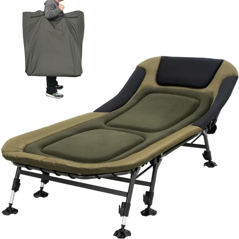 Lettini da campeggio XXL per adulti, portata 150 kg, con borsa per il trasporto, letto pieghevole resistente con cuscino imbottito morbido, lettino portatile.