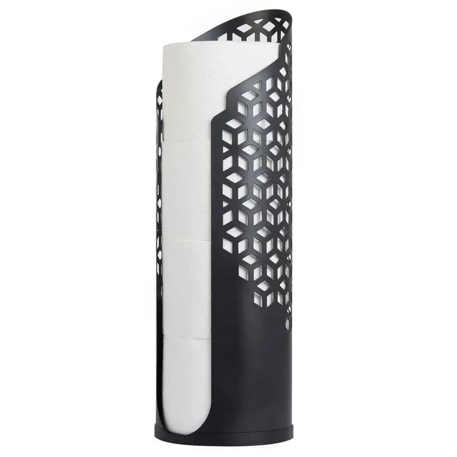 Portarotoli da Bagno Rollo Hexacube, Supporto per 4 Rotoli Jumbo di Carta Igienica, Contenitore Autoportante in Metallo