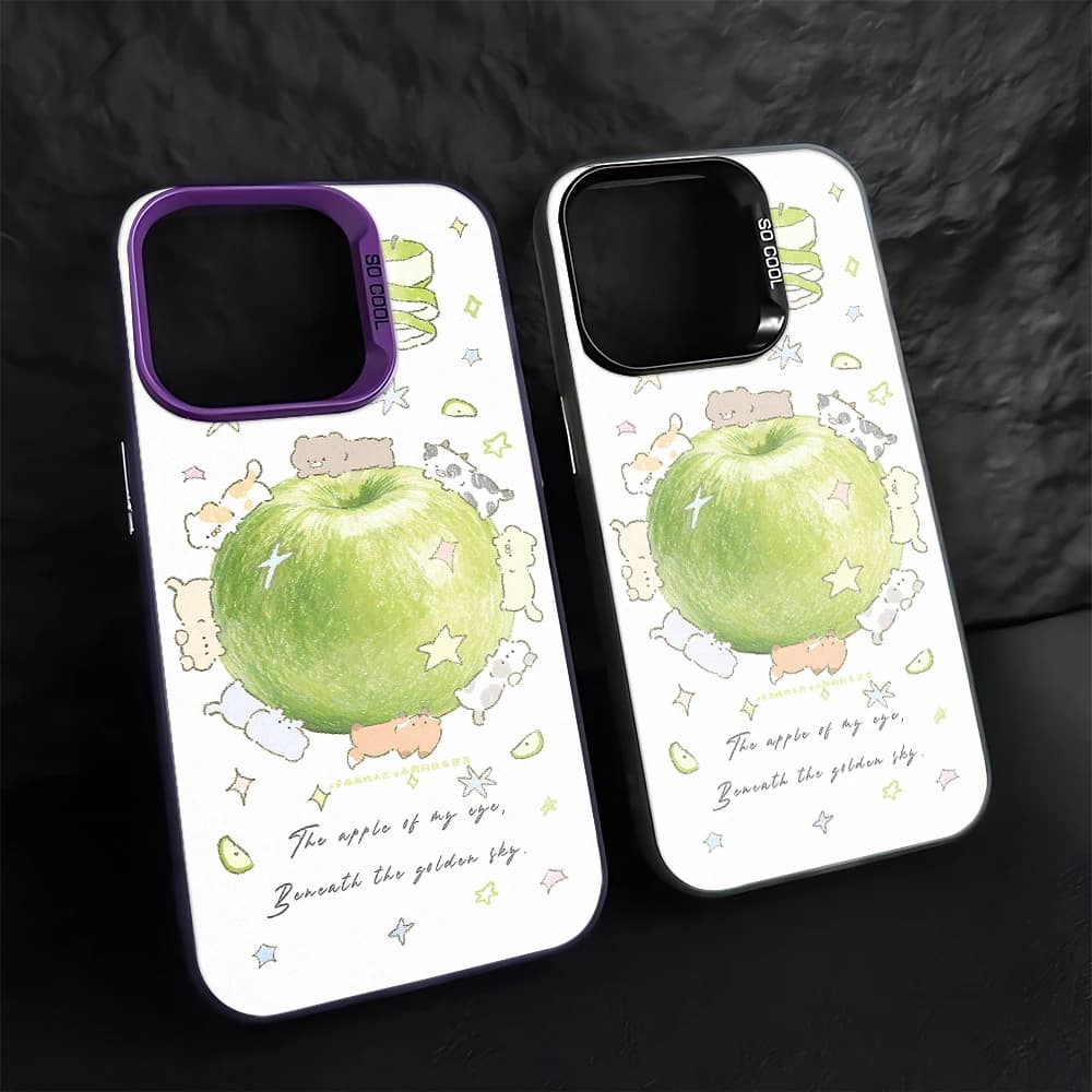 Green Apple Star Art Cute Hot Sale Women For iPhone 15 16 14 17 13 12 11 Pro Max Plus Air TPU Hard Protective Phone Case