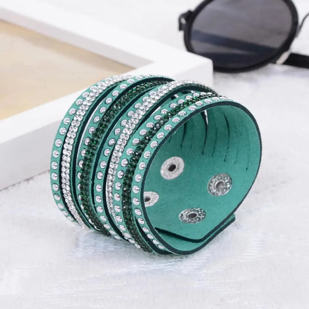 Women's Embroidered Bracelet Multilayer Fa-da-te Glossy Bracelet with Rhinestone Hot Fix Inlaid For Gift For Men And Women