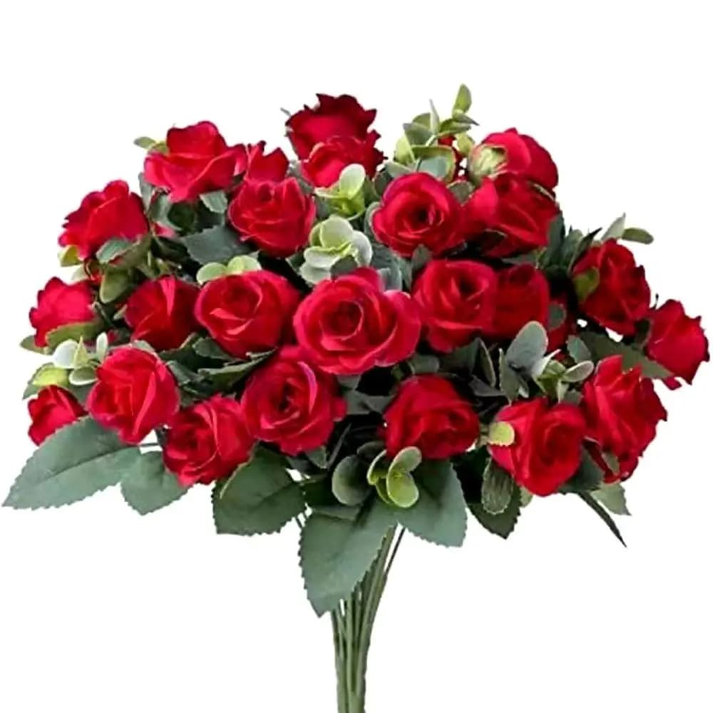 Decorazioni per Matrimoni e Feste, Composizioni Floreali Artificiali di Eucalipto e Rose, Piante e Foglie Simulate, Fiori Realistici