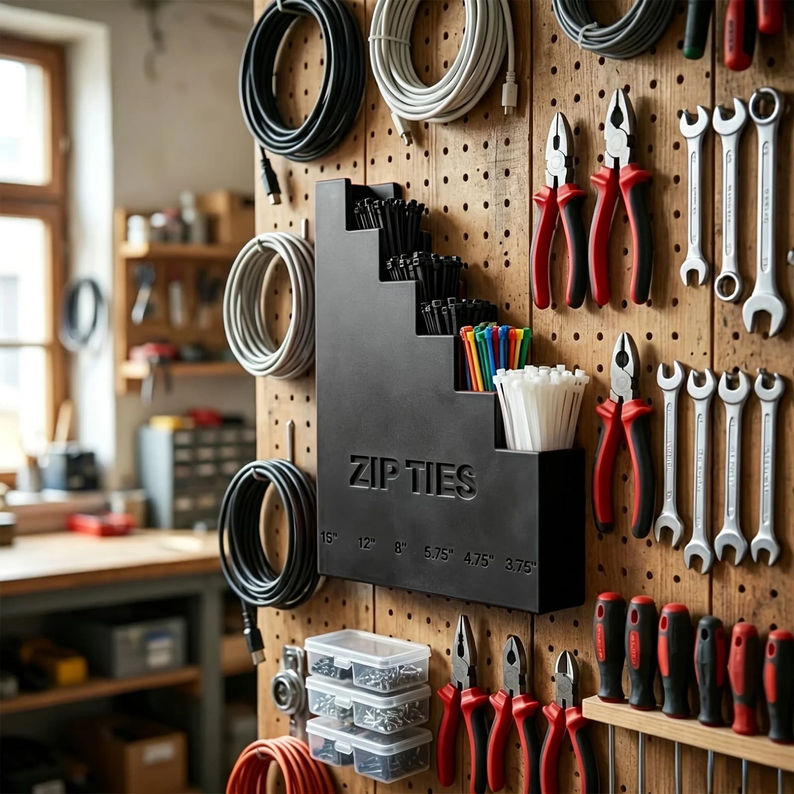 1‑Pack Wall‑Mounted Heavy‑Duty Cable Tie Holder, Multi‑Layer Durable Hanger for Garage & Workshop Tool Organization