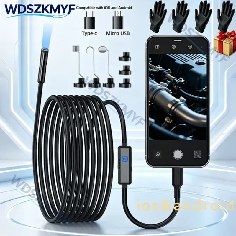 [REGALO] Endoscopio Impermeabile HD 3IN1 Max 16.4ft con Telecamera di Ispezione 8MM per Smartphone iOS Android Tipo C Automotive