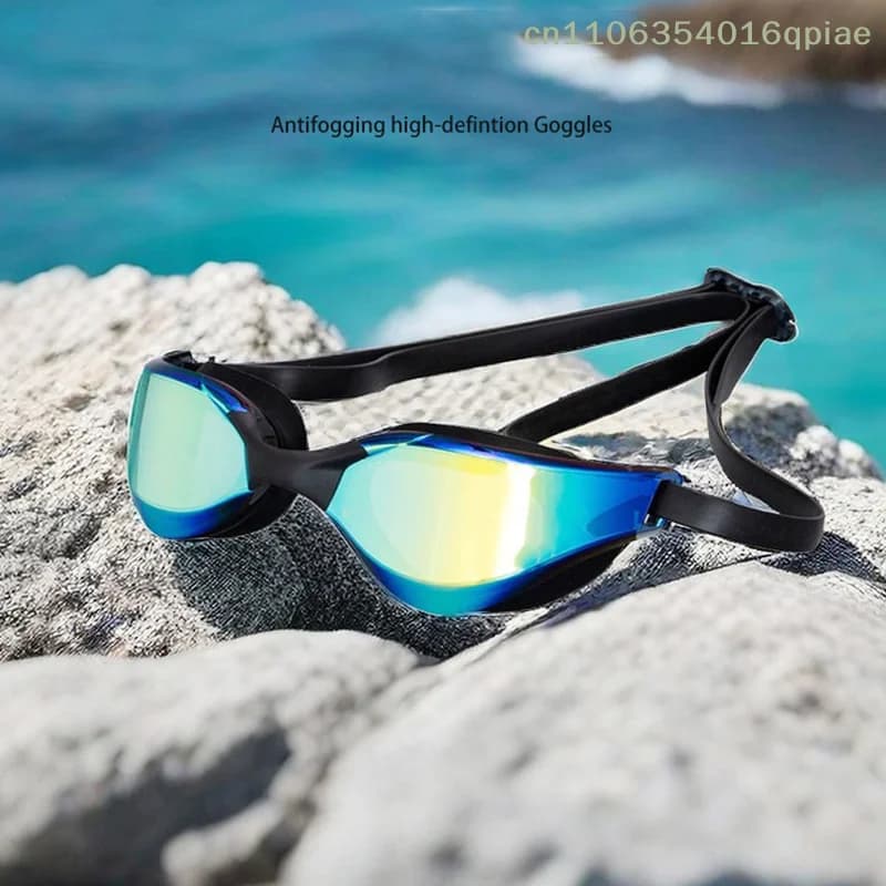 （Summer4）Occhialini da nuoto HD modello per adulti, antiappannamento, in silicone elettrolitico, impermeabili, occhialini da nuoto professionali da gara