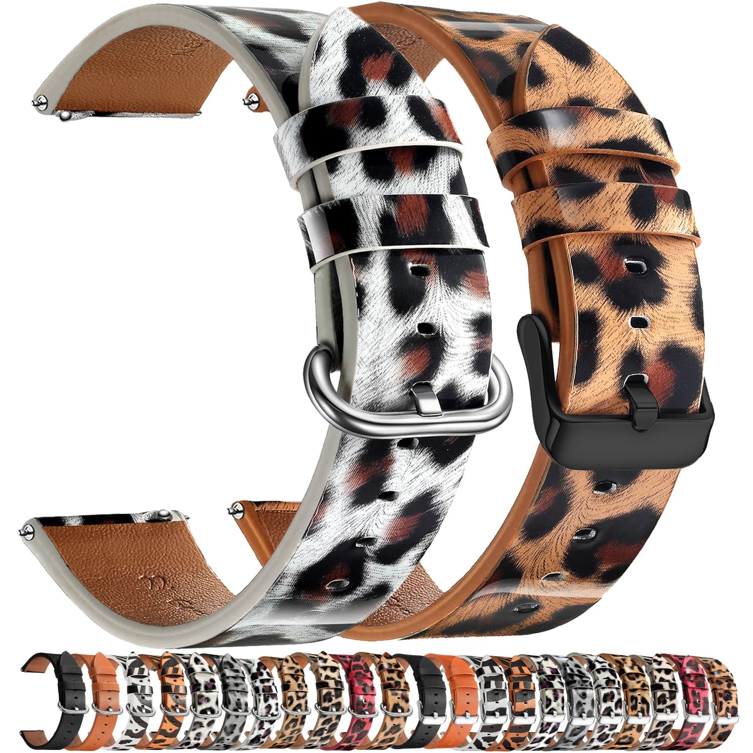 Cinturino per orologio in pelle Leopard a sgancio rapido 20 mm 22 mm Cinturino per orologio in pelle da donna