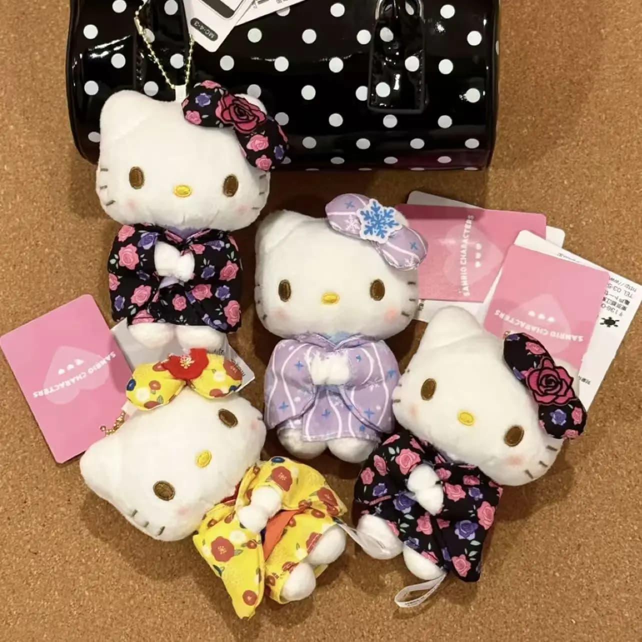 Portachiavi con Bambole di Peluche KTcat Carine, Ciondolo per Borsa a Tema Kimono, Accessori Morbidi in Peluche, Ciondolo a Forma di Gatto per Chiavi, Regalo di Compleanno per Ragazze, Giocattoli