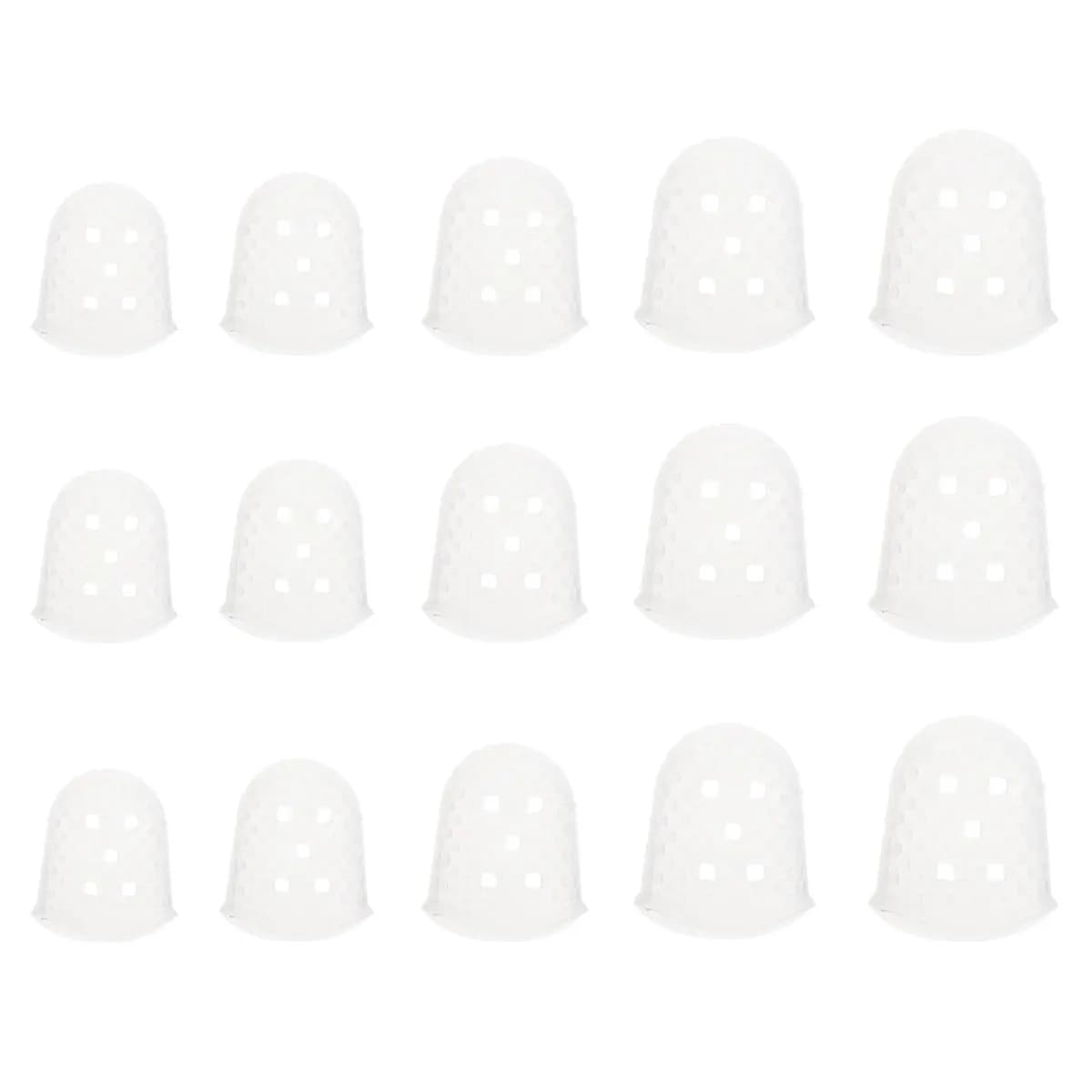 Set di 15 Protezioni per Dita in Silicone per Chitarra, 5 Misure, Trasparenti, per Ukulele e Chitarra Elettrica, Pratica e Sollievo dal Dolore