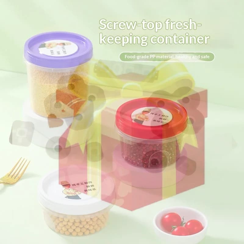 【HG】Set di 4 Contenitori Rotondi per Alimenti, Scatole per Conservazione in Frigorifero, Contenitori Sigillati per Frutta e Snack, Adatti al Microonde