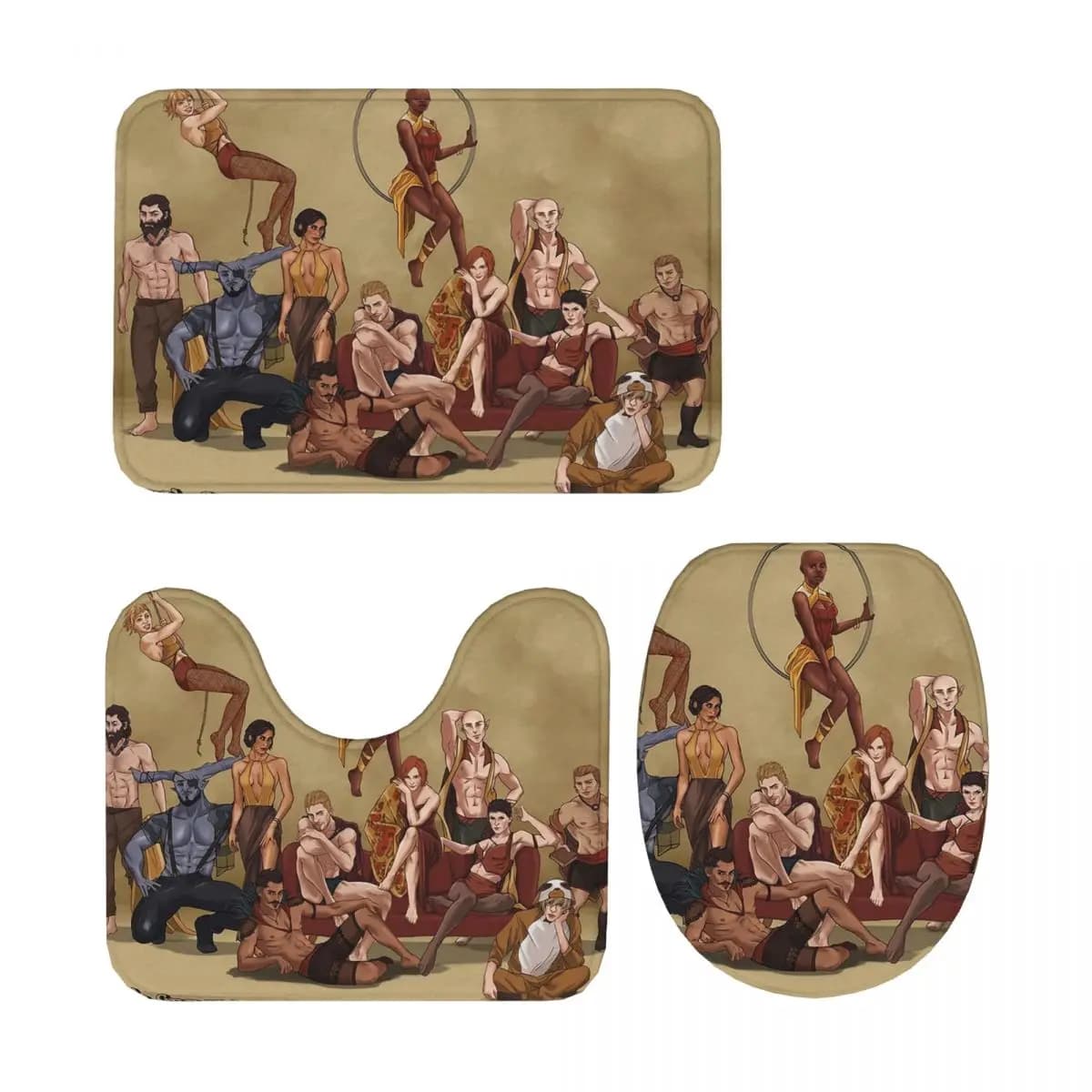 Dragon Age Inquisition - Serie PJ Tappetino da bagno 3 pezzi Set da bagno Copriwater Decorazioni per la casa Tappeto antiscivolo