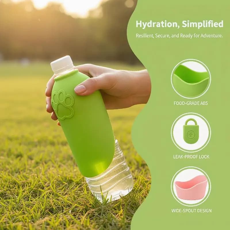 Portable Collapsible Pet Water Bowl Food Grade Silicone Leakproof Dog Water Dispenser Cup for Daily Walks Travel