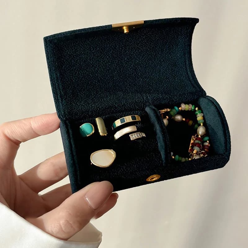 Elegante Scatola Portatile Mini per Gioielli da Donna, Ideale per Viaggi d'Affari, Antiossidante, Lussuosa Scatola in Velluto per Anelli e Gioielli