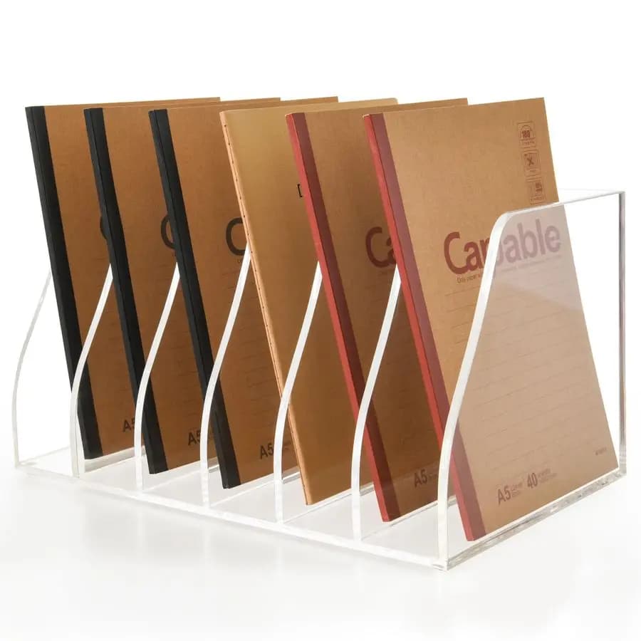 Portariviste con 6 Scomparti Verticali, Organizzatore per Documenti da Scrivania, Portadocumenti Trasparente per Ufficio, Casa, Aula