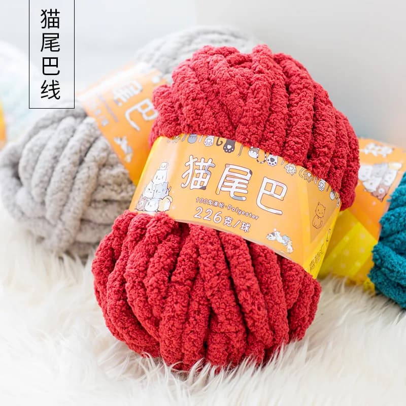 Filato super grosso per letto per animali domestici, coda di gatto, sciarpa da dito, filo di ghiaccio, tessuto a mano, cuscino, coperta, fai da te, 220 g