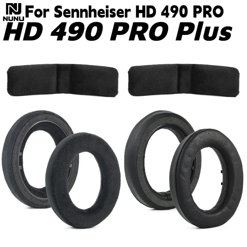 Replacement lambskin Ear Pads With buckle/Head beam cushion For Sennheiser HD 490 PRO/HD 490 PRO Plus Headphone repair parts