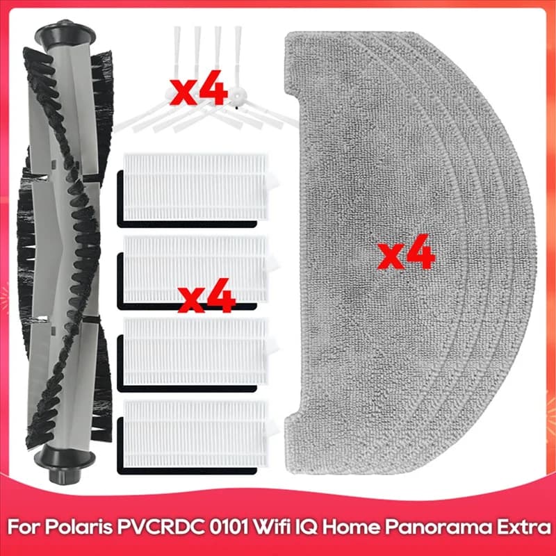 Per Polaris PVCRDC 0101 Wifi IQ Home Panorama Extra: Spazzola Laterale, Filtro HEPA, Panno per Robot Aspirapolvere - Ricambi AT30