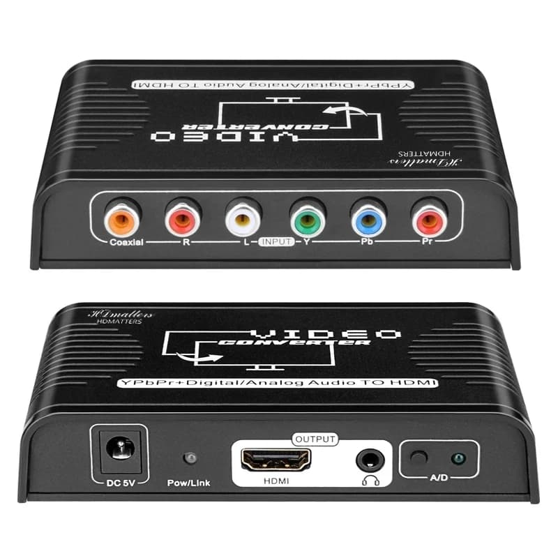 Convertitore adattatore audio video da 1080P YPbPr a HDMI, convertitore connettore HDMI con 5 porte RCA, compatibile con PS2, DVD, Wii, Xbox e HD