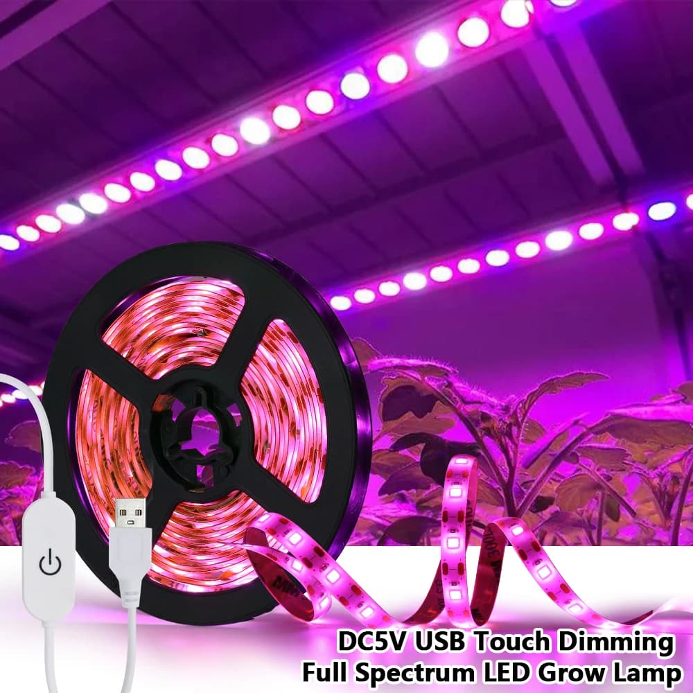 USB Dimming LED Grow Light Full Spectrum Switch Plant Light Waterproof IP65 DC 5V LED Strip Phyto Lamps For Vegetable Flower