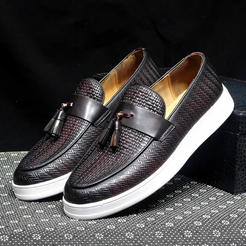Mocassini Penny con suola piatta da uomo di classe Mocassini in vera pelle marrone nero Slip-On Sneaker casual Scarpe da guida per uomo