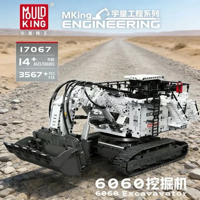 MOULD KING 17067 Modello di Escavatore da Costruzione, Blocchi da Costruzione con Controllo Remoto APP, Kit MOC, Puzzle di Blocchi, Camion Giocattolo, Regalo di Natale