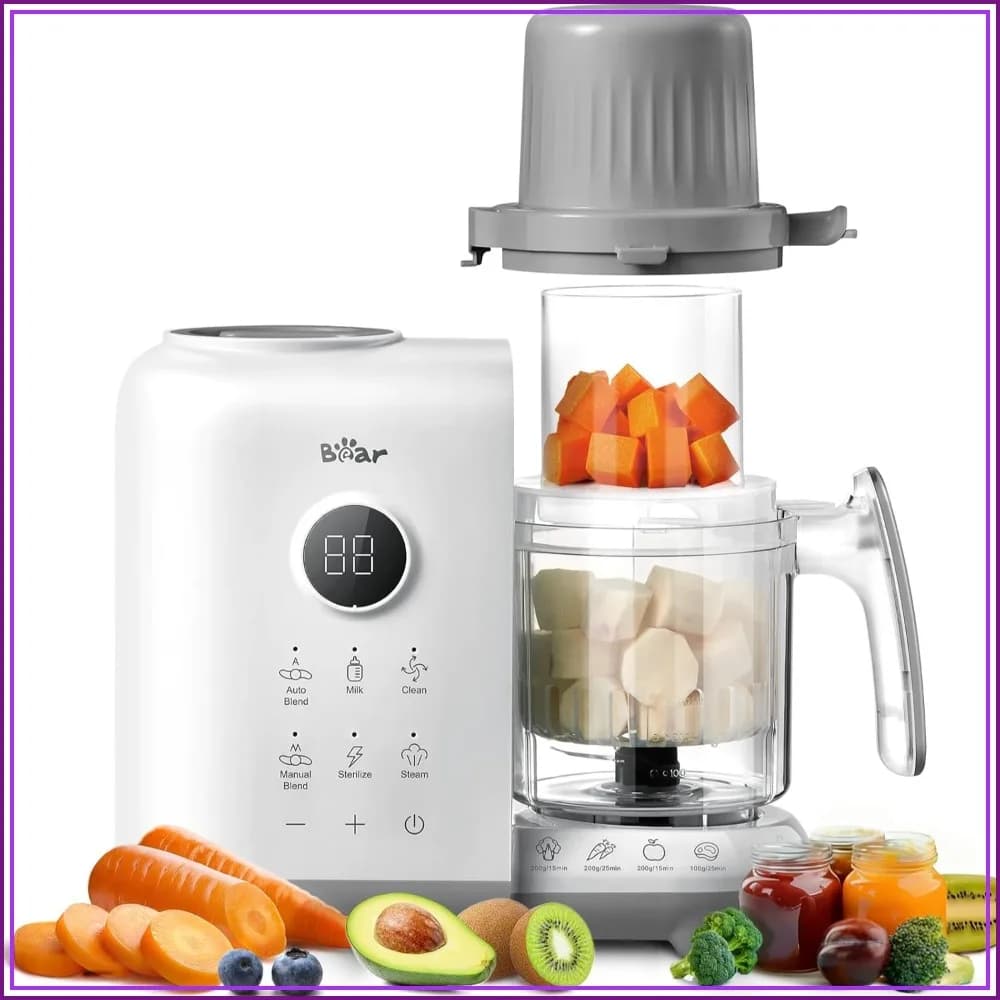 Baby Food Maker: 18.5oz Dual-Layer Steamer & Blender, Auto Cook & Sterilize, BPA-Free
