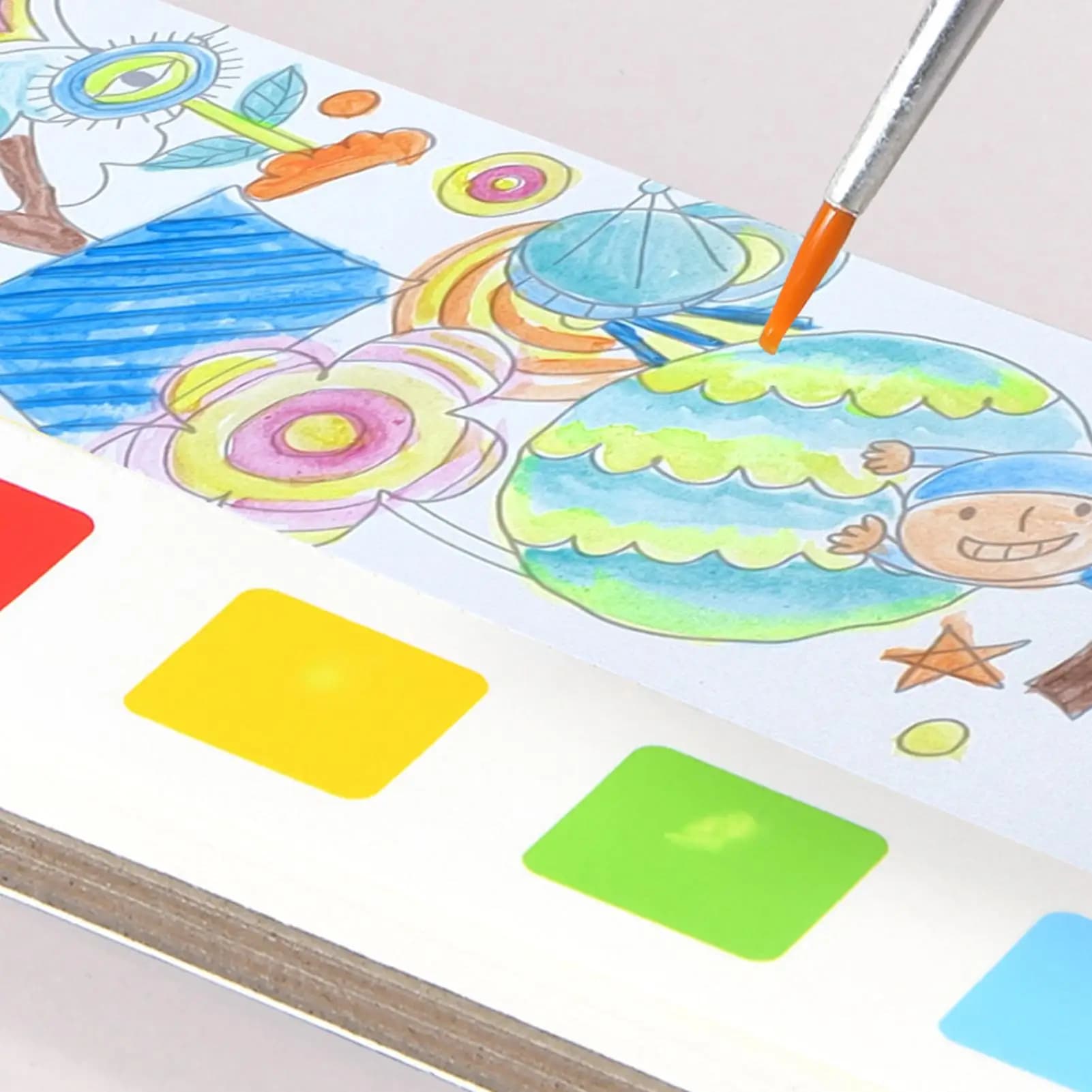 Creative Children's Watercolor Coloring Book Portable Pad Paper Sketchbook for Painting Drawing Kids Home Activities