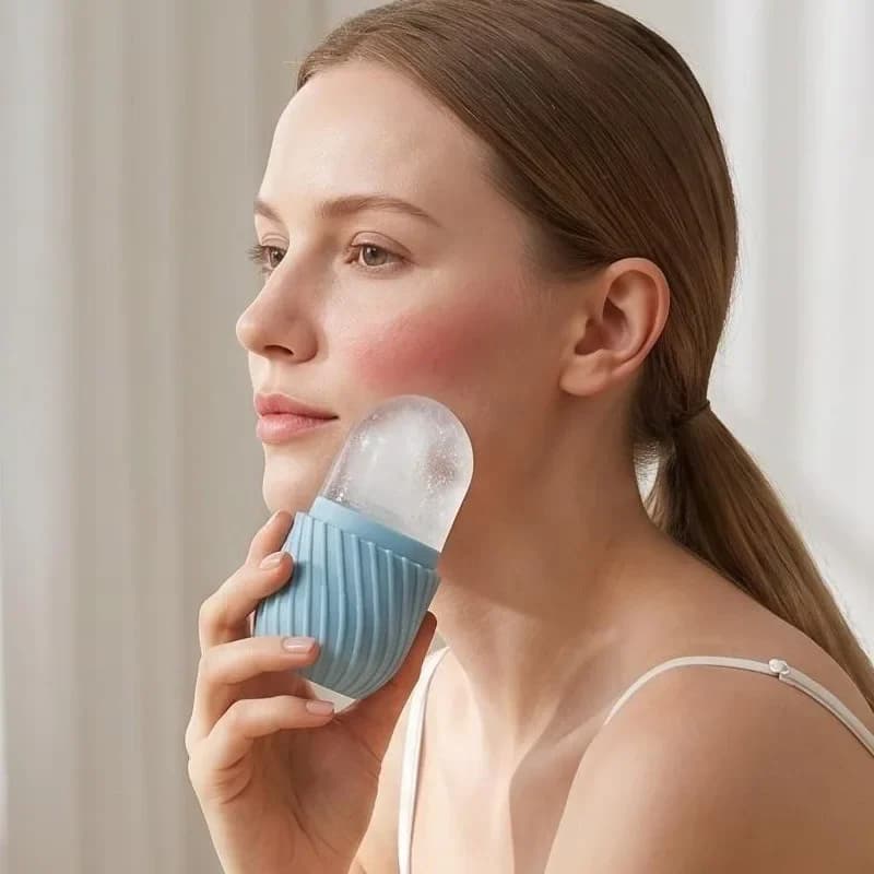 Stampo in Silicone Portatile per Massaggio Viso con Ghiaccio, Strumento per la Cura dei Pori e il Benessere Facciale