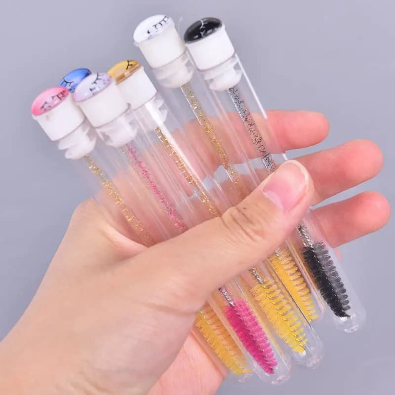 1 pc brush for eyelashes with a colored applicator cap tool for eyelash brush tube wands for Mascara with eyelashes on berries caps for eyelashes