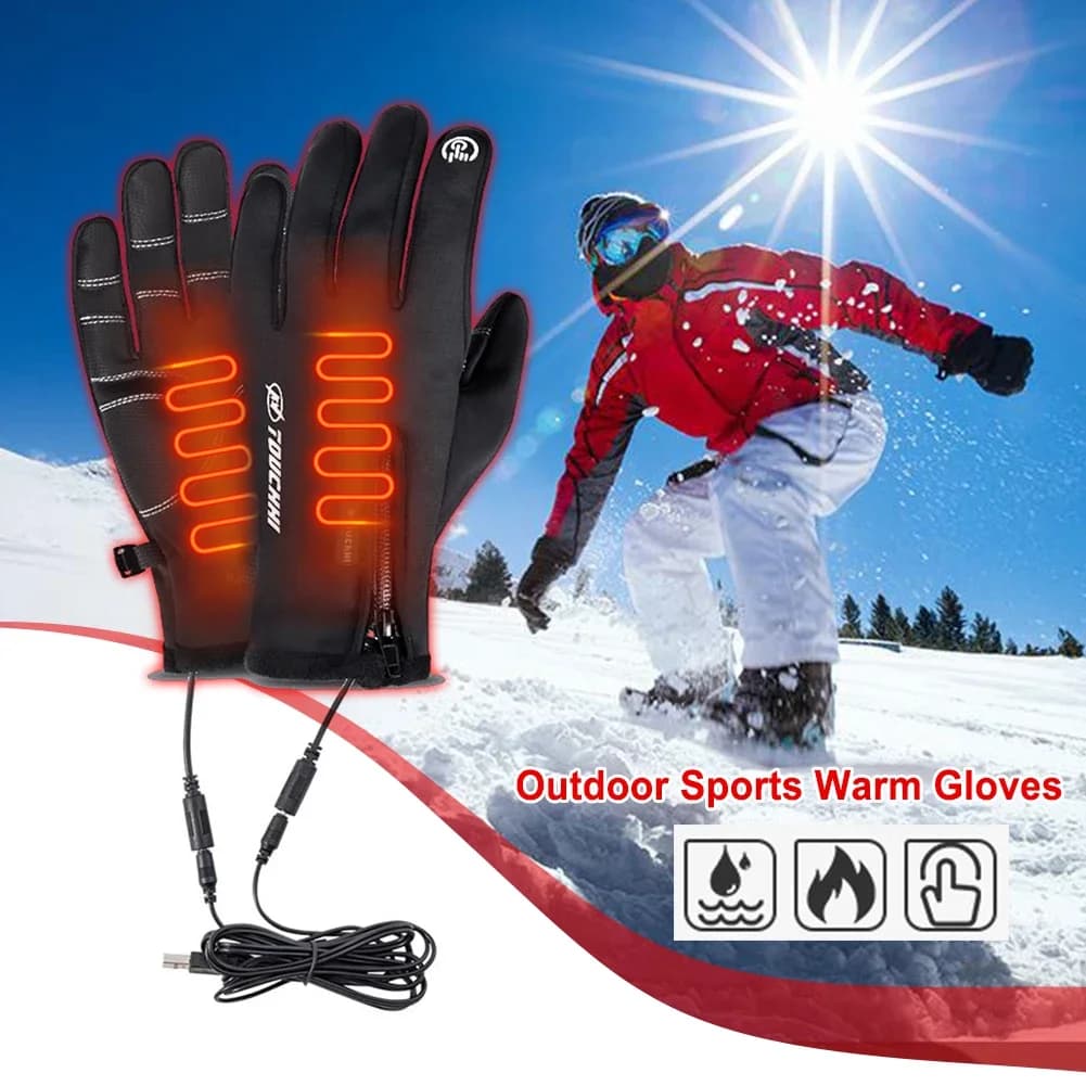 Guanti riscaldati elettrici Scaldamani Guanti touch screen USB Guanti da moto riscaldati per ciclismo Corsa Guida Escursionismo