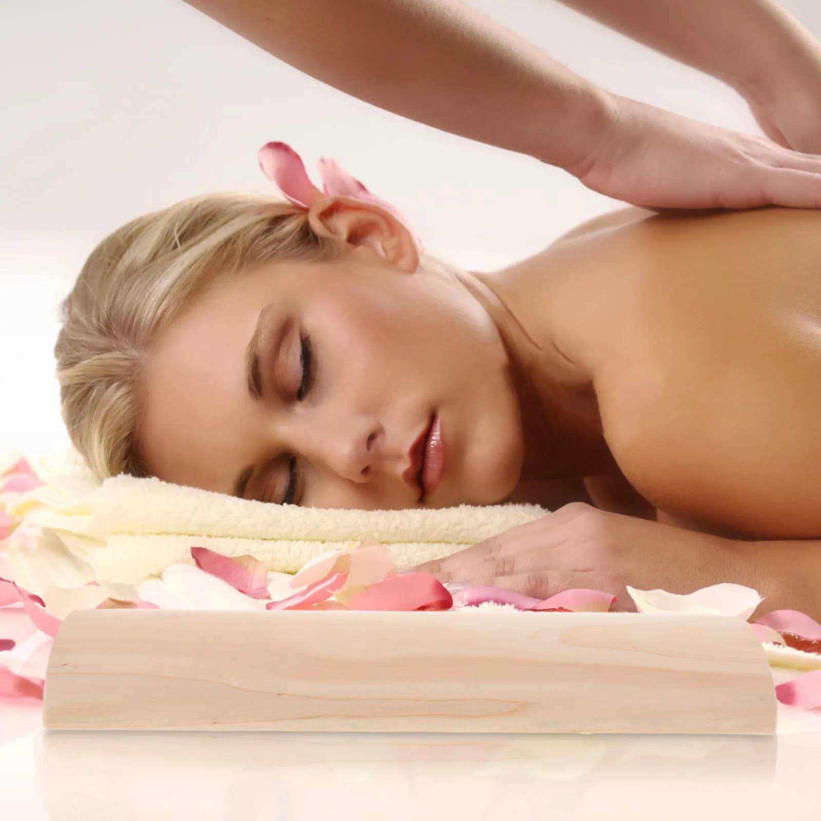 Cuscino per il Collo in Legno Naturale, Misura Media, Superficie Liscia, Sicuro e Non Tossico, Cuscino per Sauna, Supporto Cervicale, Sollievo per la Colonna Lombare, Uso Quotidiano