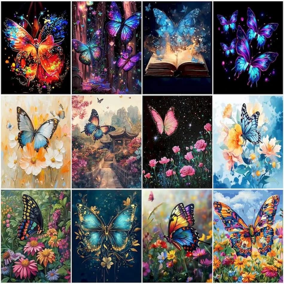 Painting By Number Adults Color Butterfly Draw Acrylic Paints Crafts Gifts Art Supplies Picture Drawing Home Decoration