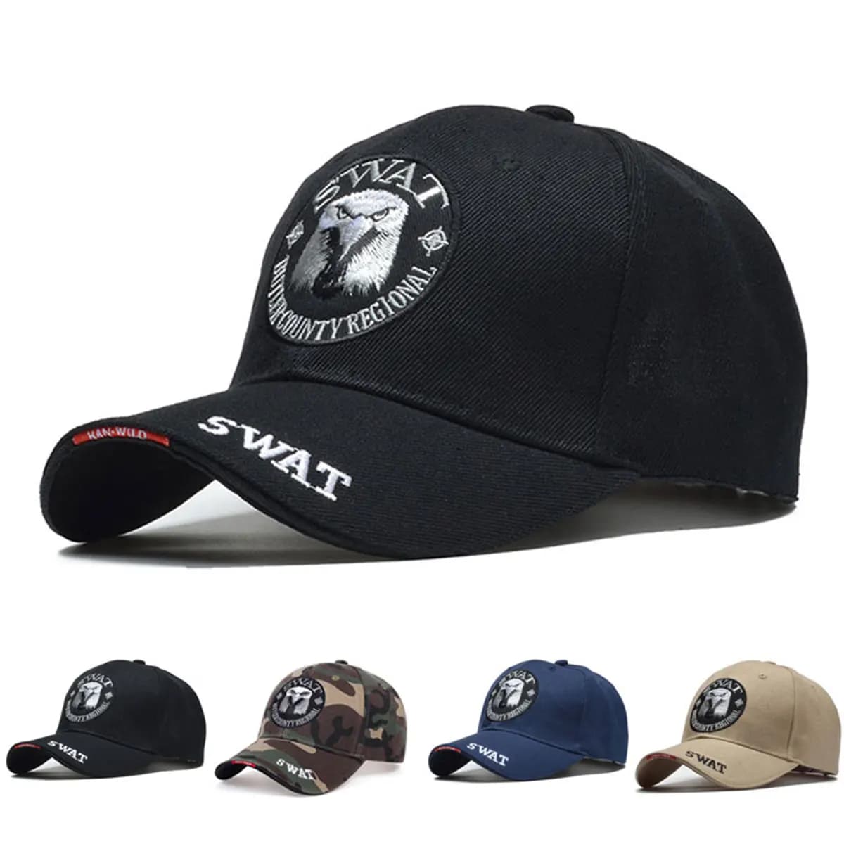 Berretto da baseball ricamato unisex SWAT Eagle da 1 pezzo Protezione solare regolabile per esterni Cappello per il tempo libero Primavera Autunno Viaggi Turismo Vacanze