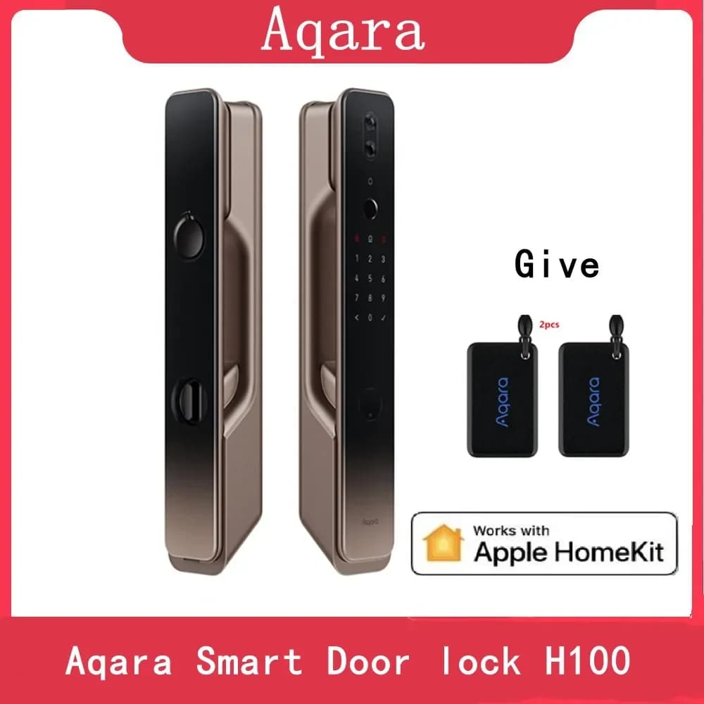 Serratura Intelligente Aqara H100 con Occhio di Cane Automatico, Sensore di Luce, NFC, Bluetooth, Sblocco con Impronta Digitale per Homekit e App Aqara