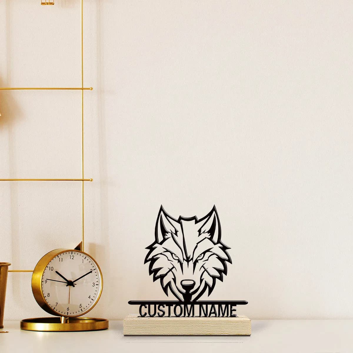 1pc Personalized Desktop Metal Ornaments Custom Content With Wooden Base Home or Office Decorations