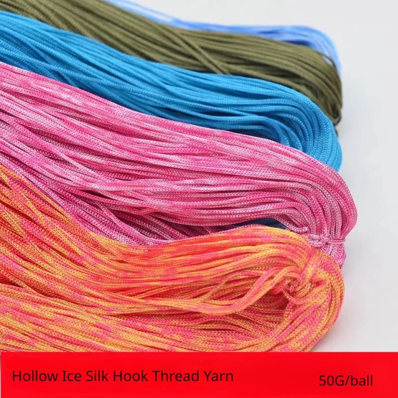 50G Hollow Ice Silk Hook Thread Yarn Trapillo Para Tejer Crochet Diy rafia Yarn Lace 1mm Thread allison Mae Laine Macrame Cord