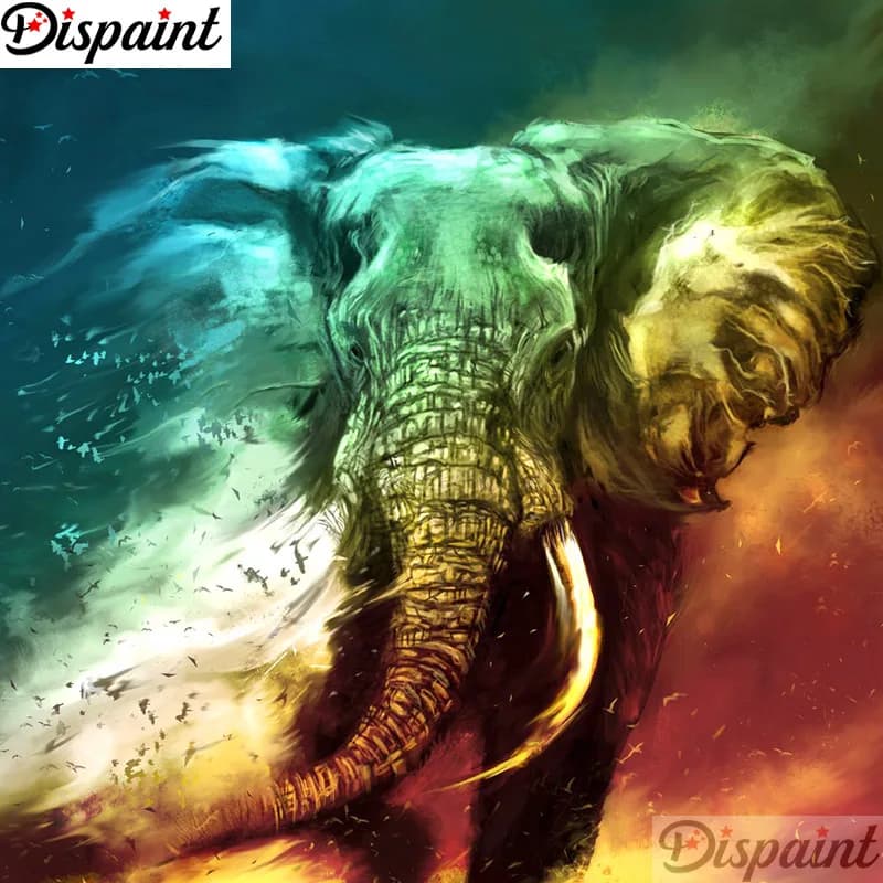 Dispaint Full Square/Round Drill 5D DIY Diamond Painting "Colorful elephant" Embroidery Cross Stitch 3D Home Decor A12782