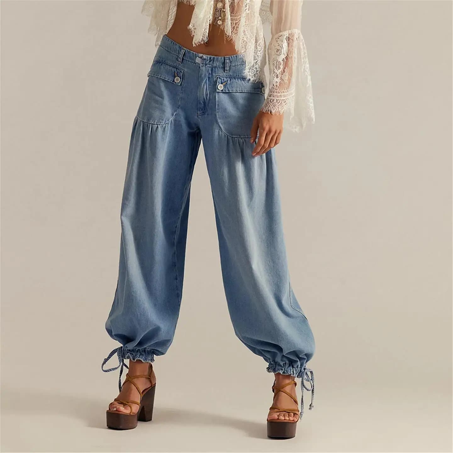 Loose Fit Casual Denim Jeans Women's mid Waist Straight Leg Long Trousers Fashionable Autumn New Arrival from China