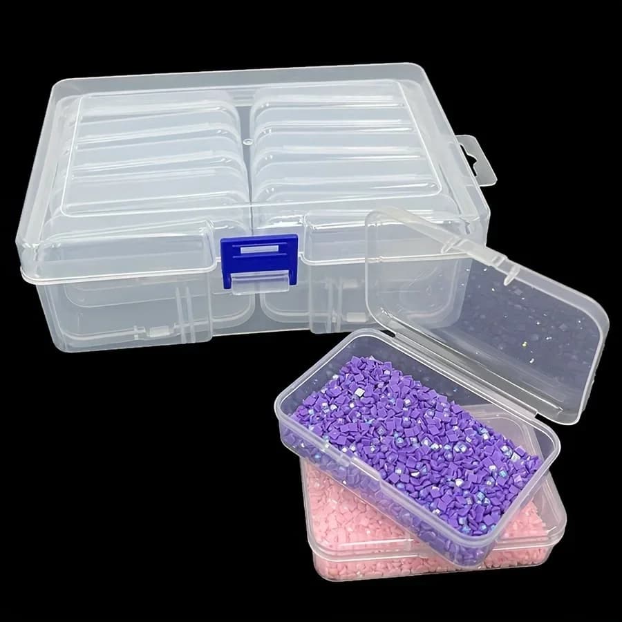 10/19/24/30 Grids DIY Beads Diamond Paint Crafts Transparent Plastic Storage Box, Art Embroidery Jewelry Accessories Box