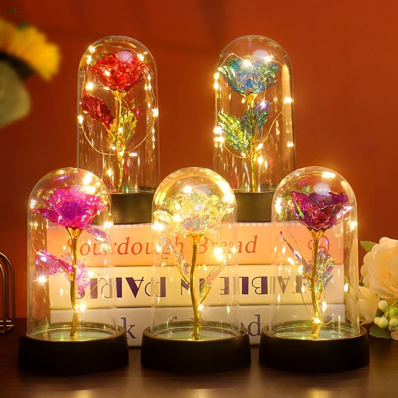 1 Pezzo di Rosa Artificiale con Luce LED, Regalo per la Festa della Mamma, San Valentino, Matrimonio, Compleanno, Natale