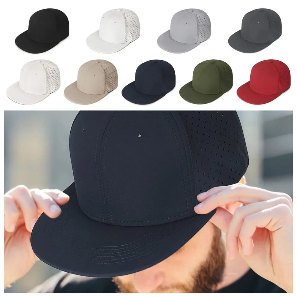 High Quality Full Closed Mens Baseball Cap Causal 6 Panels Trucker Hat Solid Breathable Flat Brim Stretchy Caps