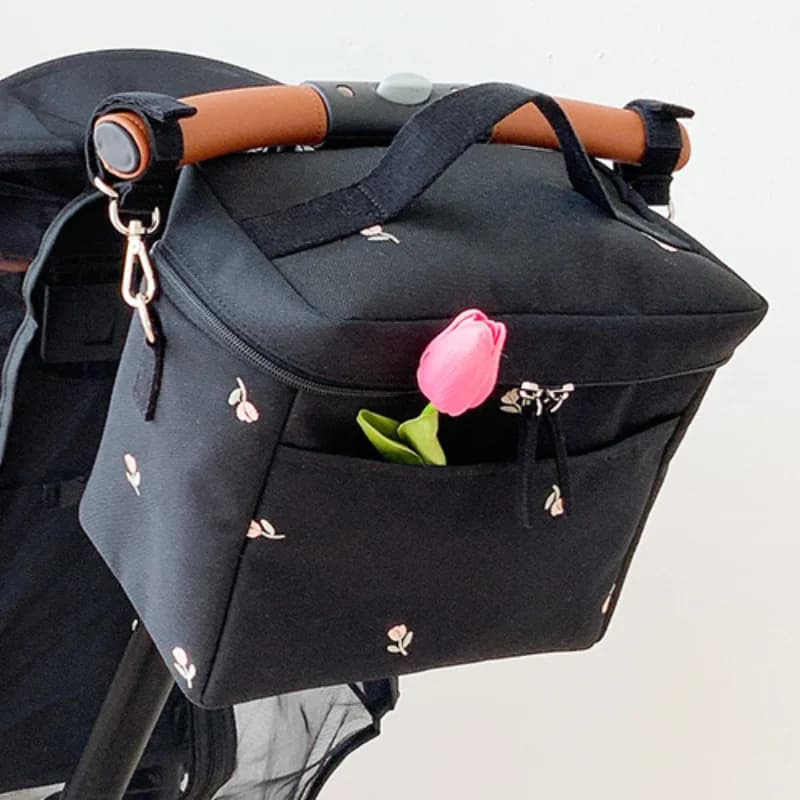 Borsa per passeggino con ricamo a orso per sacchetti isolanti per mamma Thermos per bambini borsa termica borsa termica per articoli da toeletta per bambini
