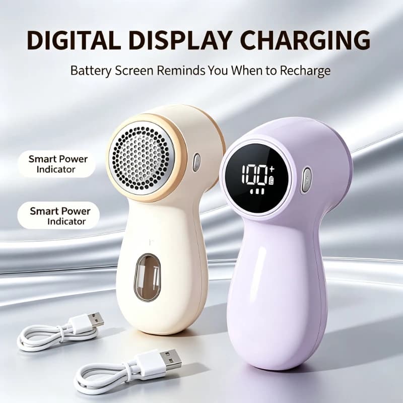 2‑in‑1 Digital Display Lint Remover Rechargeable Lightweight Portable Household Fabric Shaver