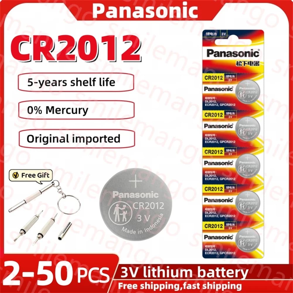 Batteria a Bottone Panasonic CR2012 Adatta per Bilance, Telecomandi, Schede Madri, Occhiali 3D, Misuratori di Glucosio nel Sangue