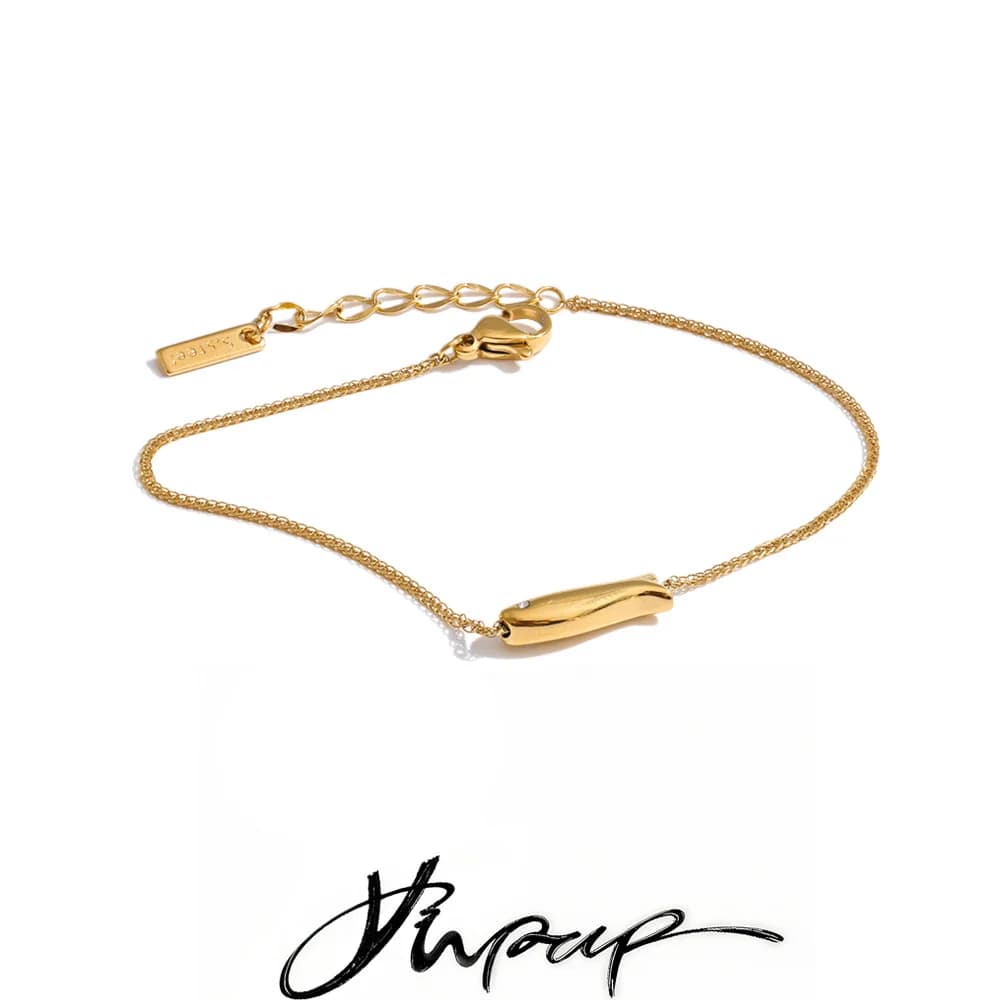 Bracciale a catena con pesce in acciaio inossidabile Yhpup per donna, serie Ocean, gioielli estivi semplici da polso per tutti i giorni, all'ingrosso