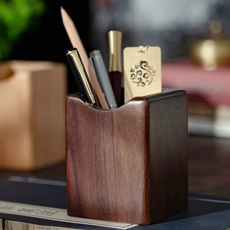 Portapenne in noce naturale Custodia per penna a inchiostro in legno Scrivania Scrittura Organizzatore stazionario Materiale scolastico per ufficio Regalo